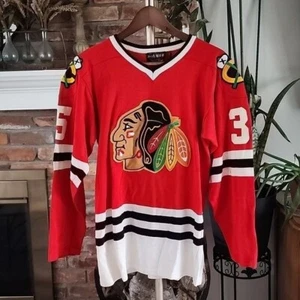 VNTG Doug Laurie Chicago Black Hawks #35 Tony Esposito Trikot rot schwarz Gr. S - Bild 1 von 14