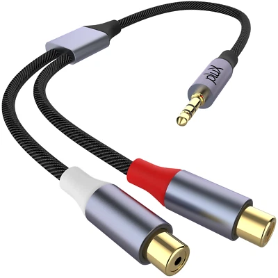 3.5mm Jack Male Mini Stereo to 2 Dual Female RCA Twin Phono Cable Lead PC Aux TV - Image 1 of 4