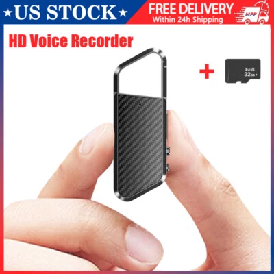 32GB Micro Mini Spy Digital Voice Activated Recorder Audio Magnetic MP3 Player - Image 1 of 4