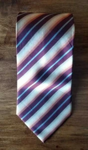 Nueva Corbata Para Hombre Kenneth Cole Reaction 100% Seda Hecha a Mano Patrón a Rayas Corbata - Imagen 1 de 5