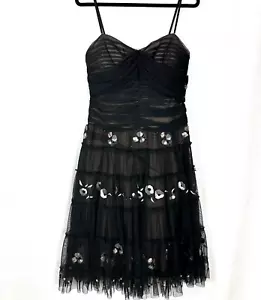 BCBG MAX AZRIA NWOT Women's M Black Embroidered Tulle, Vintage Fairy Style Dress - Picture 1 of 6