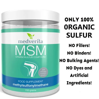 MEDVERITA 700 g MSM Organic Sulfur PURE ADDITIVE FREE Odorless Powder Joint Health Support