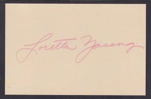 Loretta Young, American Film and Television Actress, signed 3x5 card - Picture 1 of 2