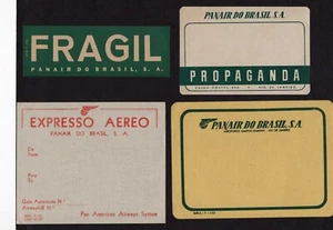 ETIQUETA DE EQUIPAJE DE AEROLÍNEA PANAIR DO BRAZIL, FRAGLE, CARGA, EXPRESS, M, NH, ORIG'L - Imagen 1 de 1