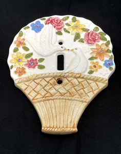 Basket Flower Doves Light Switch Cover Plate Ceramic Howard Kaplan's ~Sigma - Picture 1 of 5