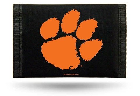 Clemson Tigers Nylon Tri-Fold Wallet [NEW] NCAA Vinyl Trifold Billfold ID Cover