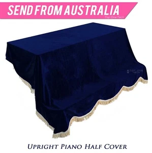 Luxury Velvet Upright Piano Half Cover Deep Blue with Tassels Anti-Dust 4437BE - Picture 1 of 8
