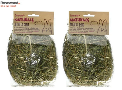 ROSEWOOD BOREDOM BREAKER 2 PACK ROSEWOOD NATURAL ALFALFA RING RABBIT GUINEA CHINCHILLA HAY HANGING TREAT