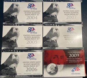 2004 thru 2009-S US Mint Quarters Silver Proof Sets with OGP & COA - Picture 1 of 1