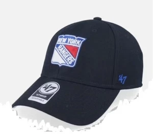 NWT 47 Brand New York Rangers MVP Black White Strapback Cap Hat - Picture 1 of 2