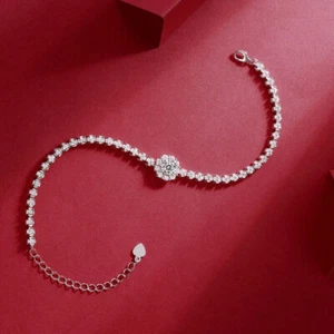 D Color Iced Moissanite Tennis Bracelet Women 925 Sterling Silver Pass Test GRA - Picture 1 of 10