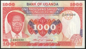 Uganda: Bank of Uganda, 1000 shillings, (1983), GEF+, (Pick 23a) - Picture 1 of 2