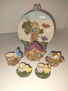Miniature Tea Set figurines "Birds In A Tree" Polynesian 10 PCs Plate 5" Round - Picture 1 of 3