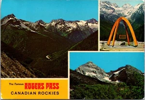 Postcard British Columbia BC The Famous Rogers Pass Canadian Rockies Multi View - Picture 1 of 2