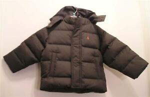 NEW Polo Ralph Lauren Baby Boys Dark Olive Hooded Down Puffer Jacket Coat 9M NWT