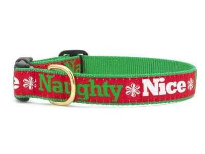 UPCOUNTRY Up Country Dog Collar or Leash Naughty Nice Christmas Pattern Sizes S M L XL
