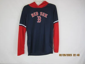 Boston Red Sox Youth Boys Long Sleeve Hooded Shirt XL 16-18 - Picture 1 of 11
