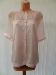 Z70 VTG ST. MICHAEL PINK SATIN ULTRA SHEER CHIFFON 2-PIECE PYJAMAS 16-18 L NWOT - Picture 1 of 9