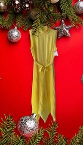 Nanette Lepore Sunshine Accordion Pleat Dress Size 8 Yellow New - Picture 1 of 12