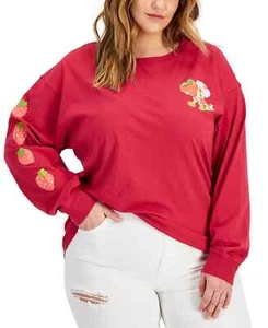 Mad Engine Womens Trendy Plus Size Strawberry Shortcake Long-Sleeve T-Shirt 2X - Picture 1 of 2