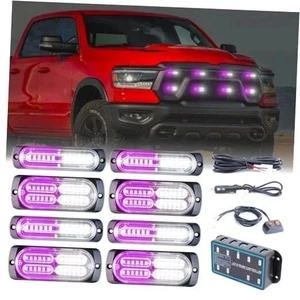 8pcs Sync Feature Emergency Strobe Grille Lights LED Ultra #07 Purple/White - Picture 1 of 6