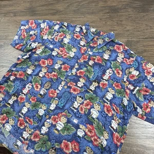 Reyn Spooner Hemd Herren XL blau Blumen MLB Baseball Wackelkopf Hawaii Camp - Bild 1 von 5