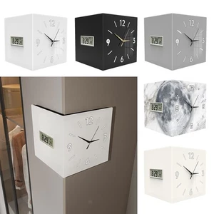 Corner Wall Clock Date Week Display for Bedroom Living Room Wall Decoration - Picture 1 of 37