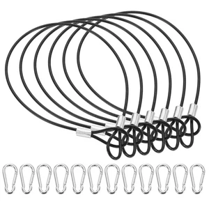 Cerradura de cable de seguridad de 12 pulgadas, 6 piezas 304 cable de seguridad de acero inoxidable negro - Imagen 1 de 7