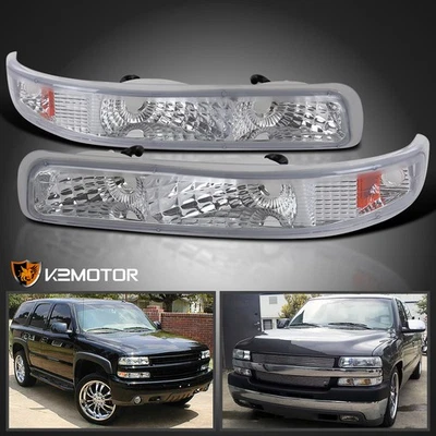 Fits 1999-2002 Chevy Silverado Tahoe Clear Signal Bumper Parking Lights Lamp L+R - Изображение 1 из 4
