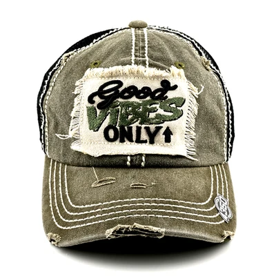 Boné adulto GOOD VIBES ONLY verde preto - OSFM - ajustável - Imagem 1 de 4