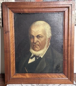 Antico quadro cornice legno -Olio su tela -Ritratto uomo - fine '800 - Foto 1 di 7