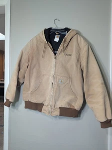 Carhartt Jacket Coat Mens 2XL Duck Quilted Flannel Lined Hooded Brown Distressed - Picture 1 of 10