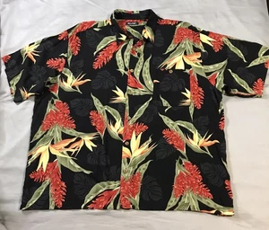 Puritan Hawaiian Shirt Mens 3XL Black Orange Green  Viscose Short Sleeve - Picture 1 of 9