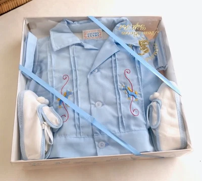 Vintage Nib New Boxed Set Baby Clothes Boys Cotton Candy New Born Gift Set - Image 1 of 4