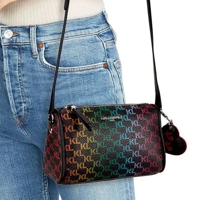 Karl Lagerfeld Paris Adele Faux Leather Rainbow Logo Crossbody Bag - Image 1 of 4