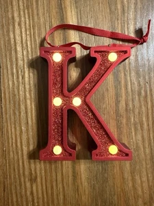 Ganz Light Up Inicial "K" Rojo Brillo Adorno de Navidad 4.25" - Imagen 1 de 5