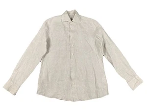 SUITSUPPLY Dress Shirt 15.5/15.75 Men’s Pure Linen Oatmeal Beige Chambray - Picture 1 of 8