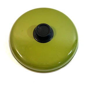 Vintage Emaillegeschirr Suppentopf Pfanne Deckel NUR Avocado grün mit schwarzem Griff 9,75" - Bild 1 von 11