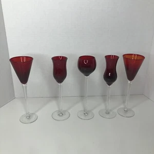 Pier 1 Decorative Red Glasses Set Of 5 - Picture 1 of 8