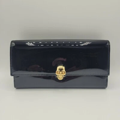 Alexander McQueen Black Patent Leather Continental Wallet 275330 DP00G 1000 - Image 1 of 4