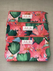 Clinique Lulu DK Travel Makeup Flower cosmetic bag pouch - 3pc lot! - Picture 1 of 9