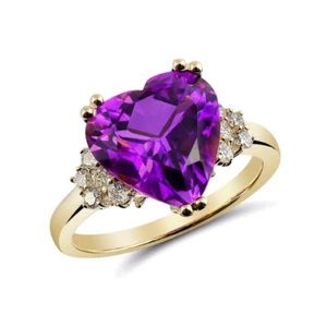 Natürlicher Amethyst 3,69 Karat Set in 14K Gelbgold Ring mit Diamanten - Bild 1 von 3
