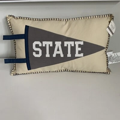 State Pillow Boys Room Sports Theme Decor Navy Gray Beige Throw Ashland Spring - Image 1 of 4
