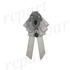 New formal ribbon Brooch Bow tie Silver elegant wedding gift adjustable straps