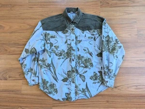 Vintage Gotcha Covered USA Womens Cowboy Floral Print Shirt M Blue Western A7 - Picture 1 of 11
