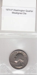 1974-P Philadelphia Washington Quarter Misaligned Die Variety Error Off Center - Picture 1 of 2