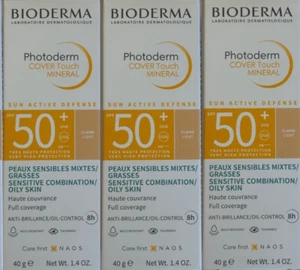 3 x Bioderma Photoderm Cover Touch Mineral Light Tinted SPF 50 40ML - Picture 1 of 3