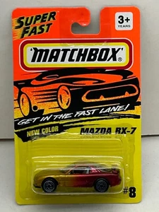1994 MATCHBOX SUPERFAST #8 GOLD RED MAZDA RX-7 NEW ON CARD - Picture 1 of 5