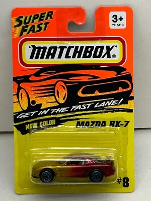 1994 MATCHBOX SUPERFAST #8 GOLD RED MAZDA RX-7 NEW ON CARD - Image 1 of 4