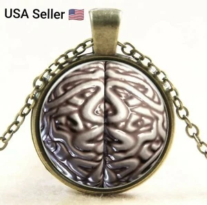 New Fashion Brozen Pendant Necklace iZombie Brain PSI Symbol Psychology Glass - Picture 1 of 6